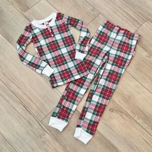 Kids Plaid Thermal Henley Pajamas - NWT